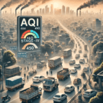 A city skyline shrouded in smog, highlighting the severe air pollution and the urgent need for action.