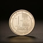 A conceptual image representing the currencies of BRICS nations (Brazil, Russia, India, China, and South Africa) coming together.