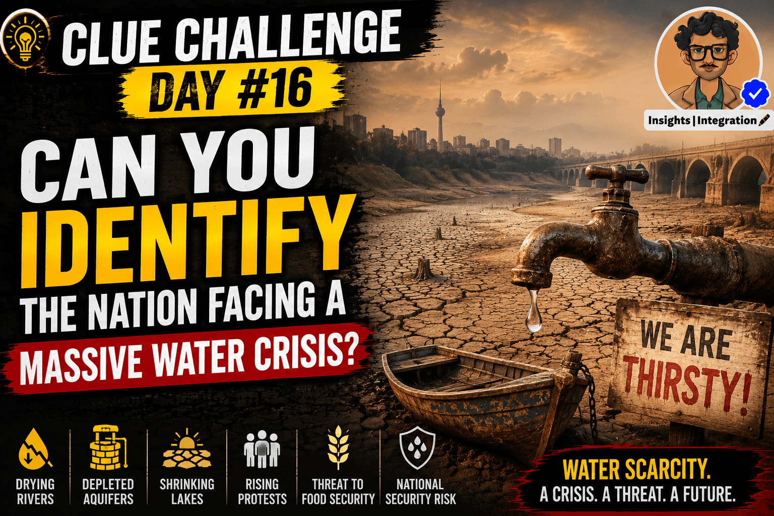 Clue Challenge Day #16: Can You Identify the Nation Facing a Massive Water Crisis?