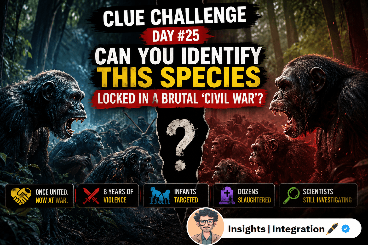 Clue Challenge Day #25: Can You Identify This Species Locked in a Brutal 'Civil War'?