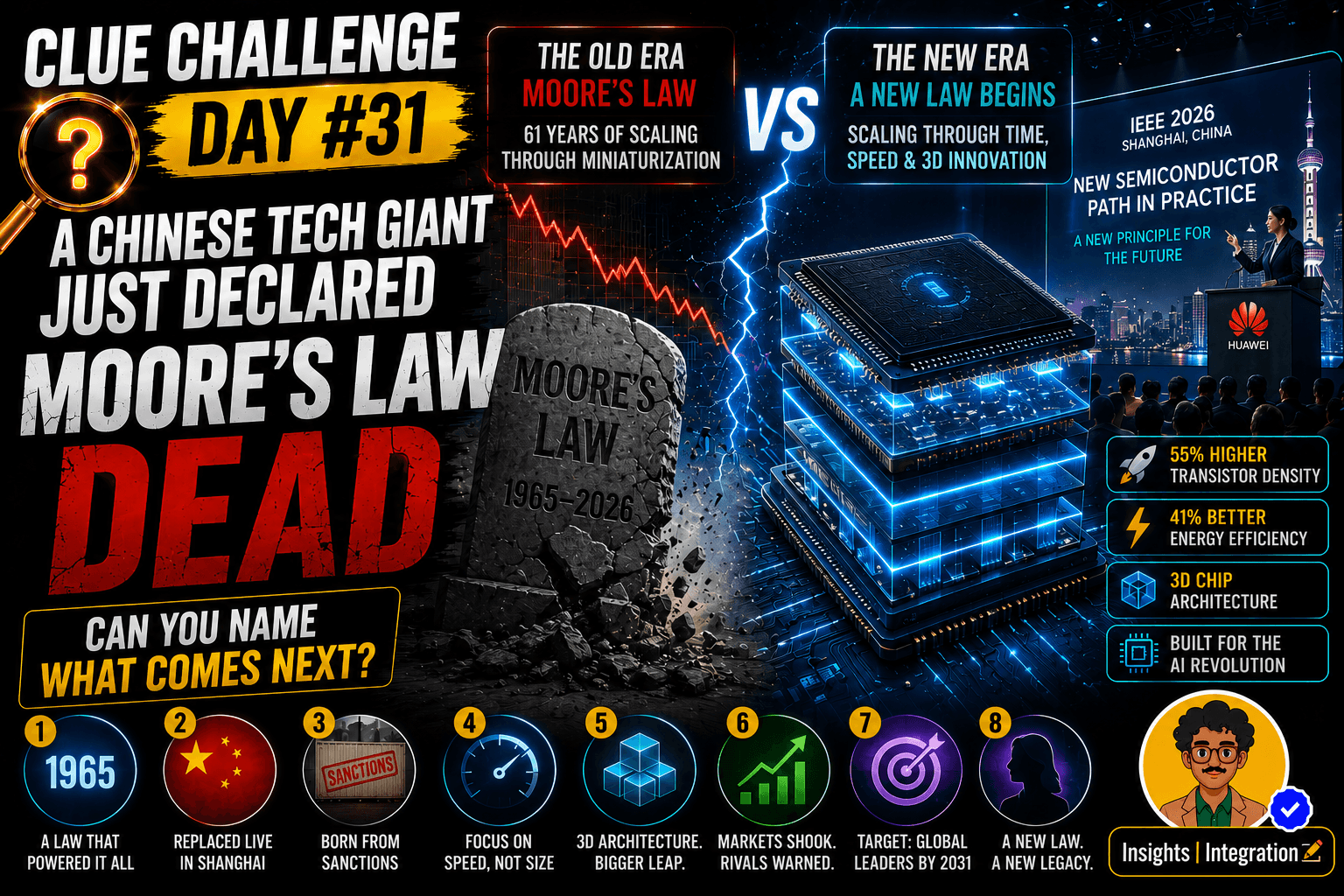 Clue Challenge Day #31: A Chinese Tech Giant Just Declared Moore’s Law Dead — Can You Name What Comes Next?