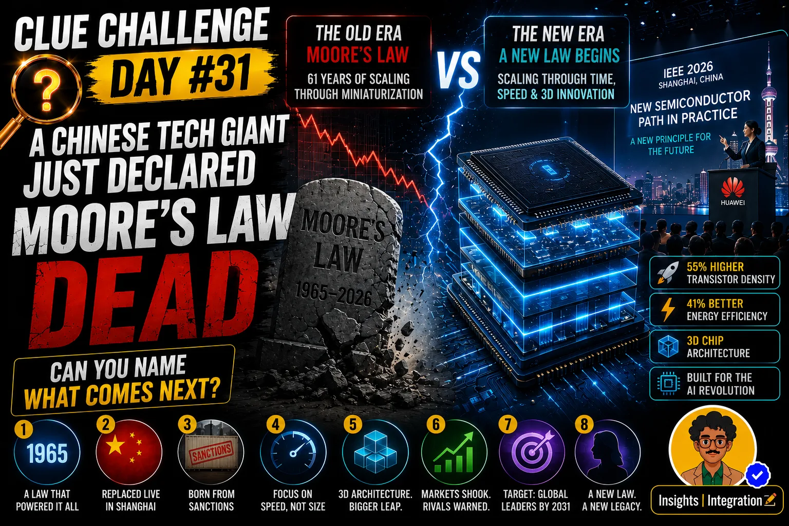 Clue Challenge Day #31: A Chinese Tech Giant Just Declared Moore’s Law Dead — Can You Name What Comes Next?