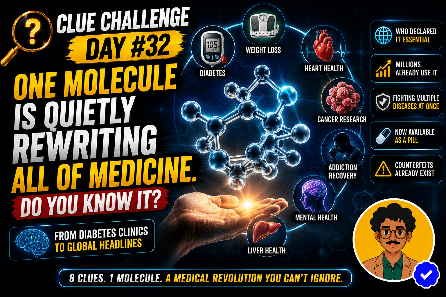 Clue Challenge Day #32: One Molecule Is Quietly Rewriting All of Medicine. Do You Know It?