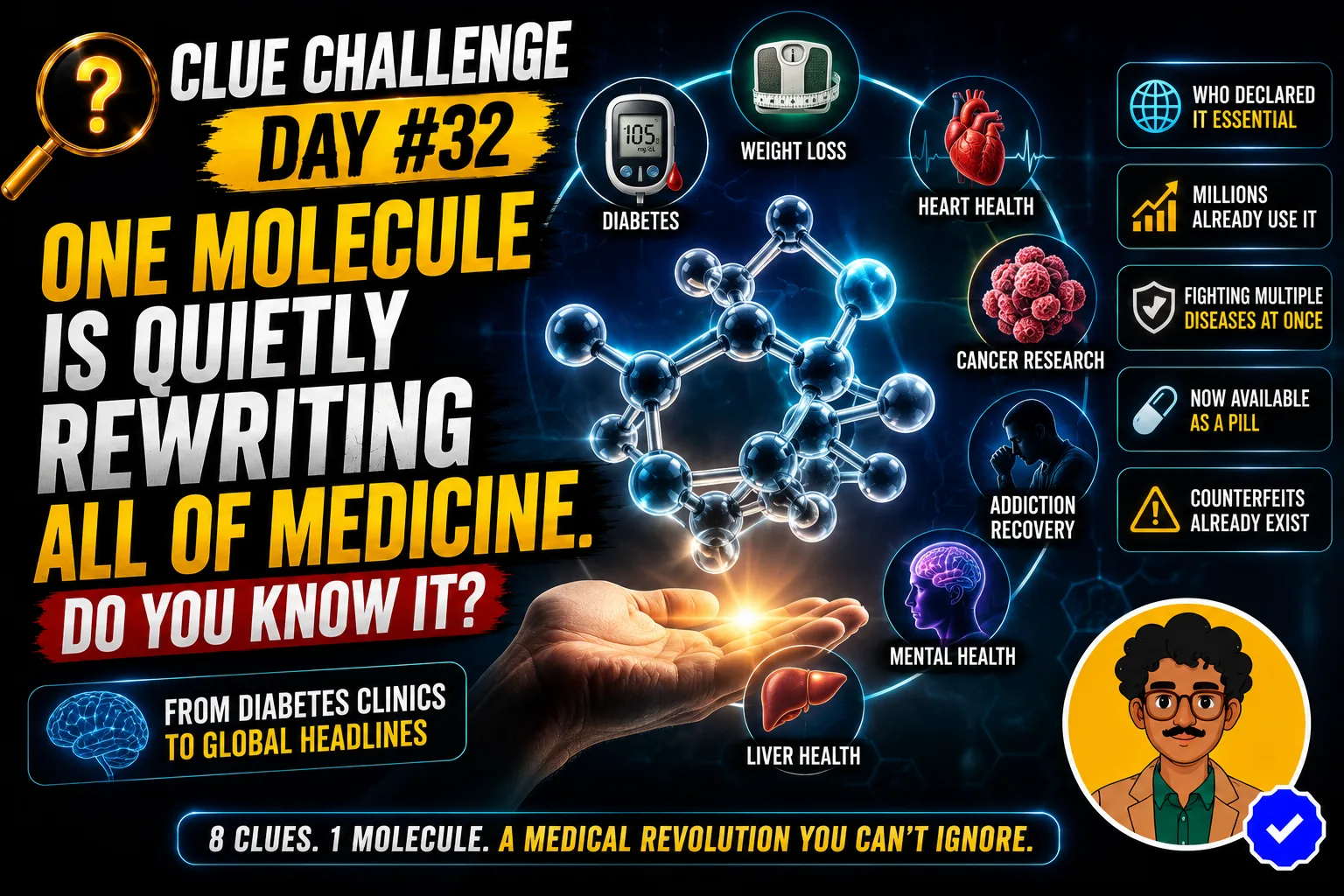 Clue Challenge Day #32: One Molecule Is Quietly Rewriting All of Medicine. Do You Know It?