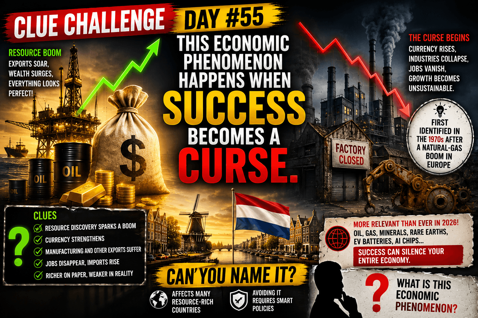 Clue Challenge Day #55: This Economic Phenomenon Happens When Success Becomes a Curse. Can You Name It?