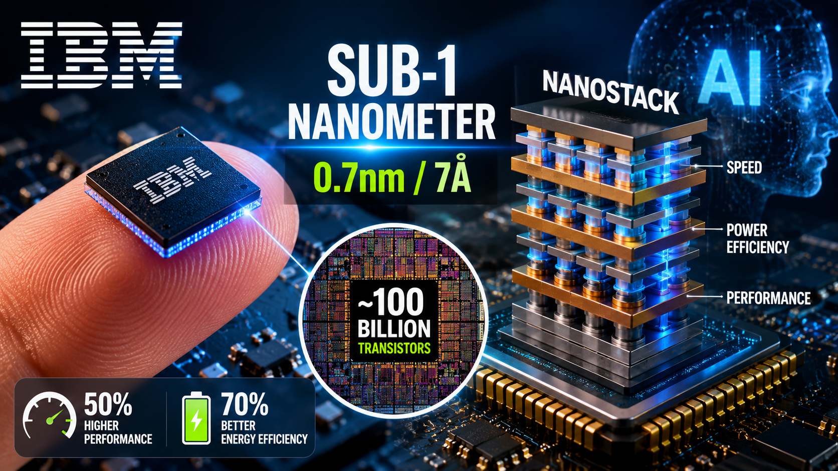 IBM introduced the world’s first sub-1 nm semiconductor technology using Nanostack architecture