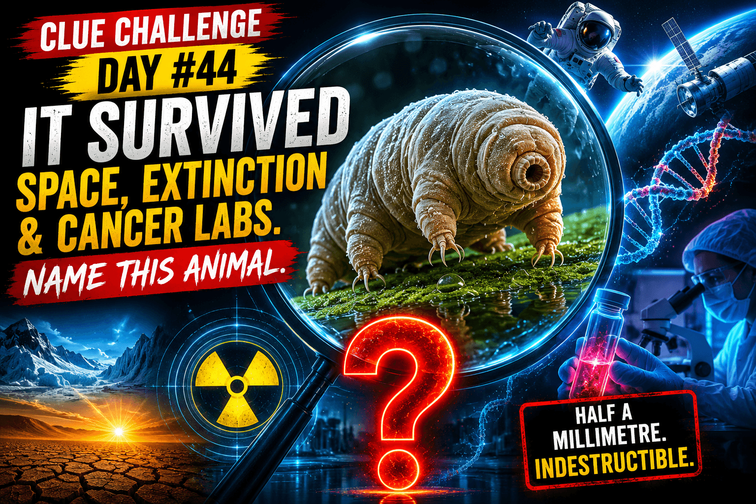 Clue Challenge Day #44: It Survived Space, Extinction & Cancer Labs. Name This Animal