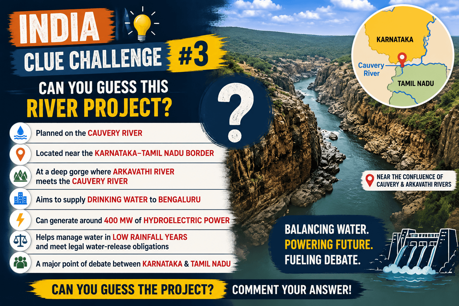 India Clue Challenge #3: Two States Are Arguing Over This Project. Can You Identify It?