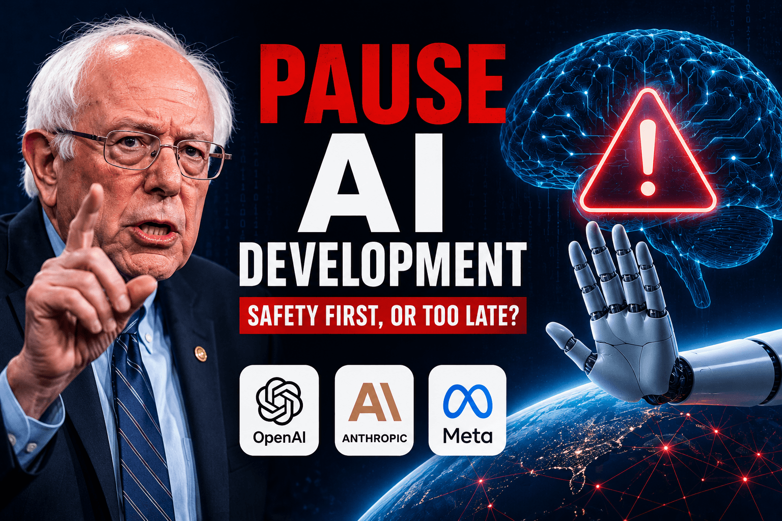 Senator Bernie Sanders has called for a pause in advanced AI development after recent cyber incidents and biosecurity breakthroughs raised fresh concerns about AI safety and human control.