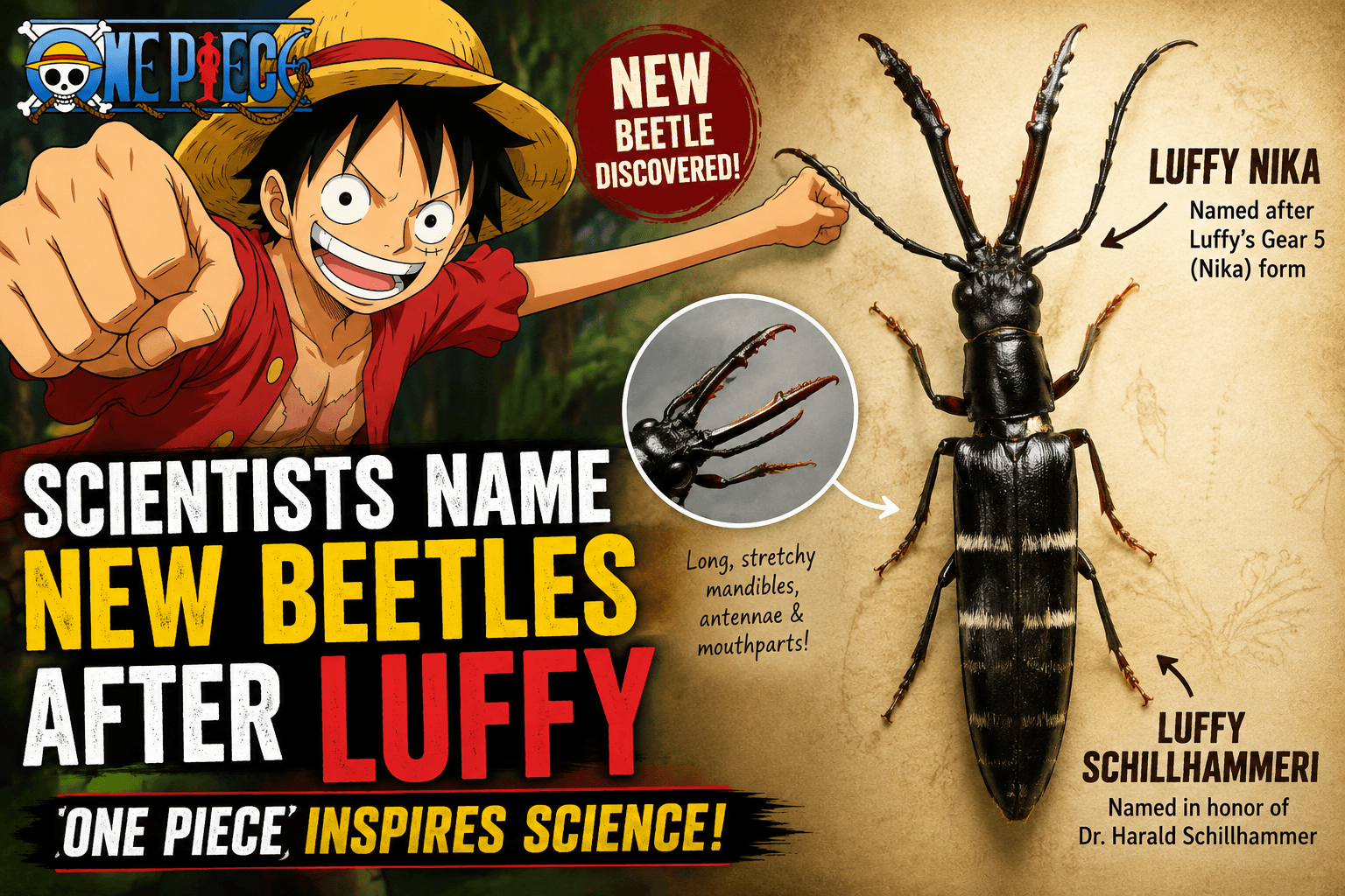 One Piece Inspires Science: New 'Luffy' Beetles Discovered With Stretchy Features